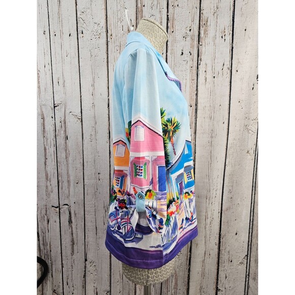 Ellen Negley LP Tropical Rhinestone Zip Up Jacket Sweatshirt Tunic Art EUC - Picture 4 of 10